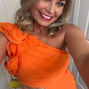 Orange One-Shoulder Dress